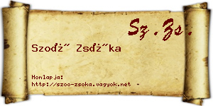 Szoó Zsóka névjegykártya
